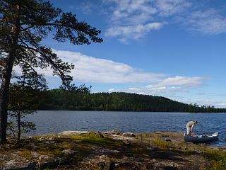 Kanu an der Insel